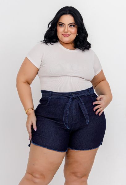 Short Jeans Feminino Plus Size Com Lycra Cintura Alta em NOVO HAMBURGO RS
