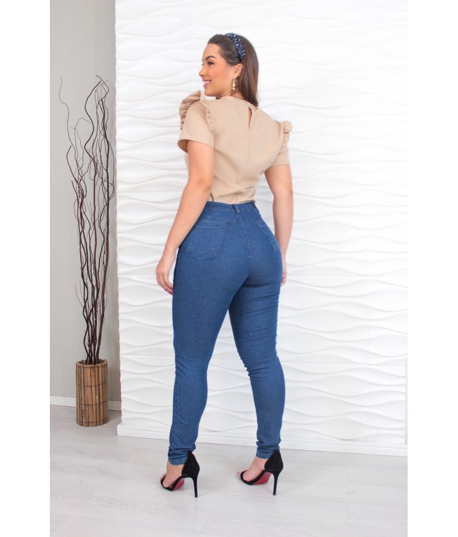 Calça Jeans Feminina Skinny Cintura Alta 