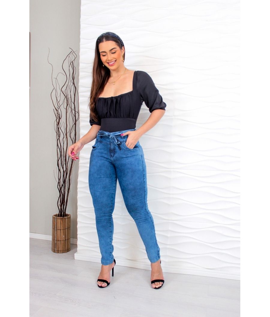 Calça Jeans Feminina Skinny Cintura Alta 