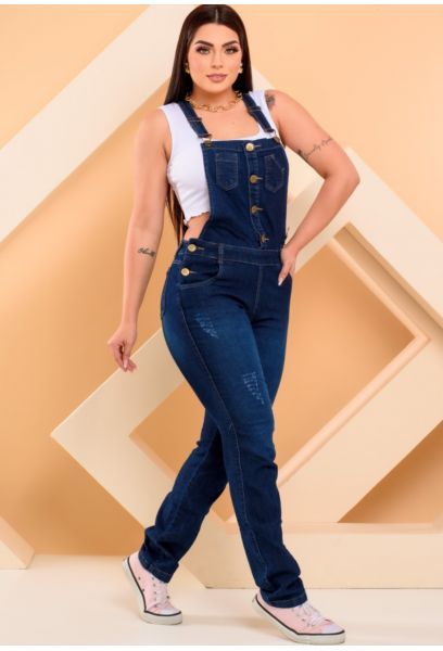 Jardineira Calça Com Lycra Lavagem Escura em PELOTAS RS