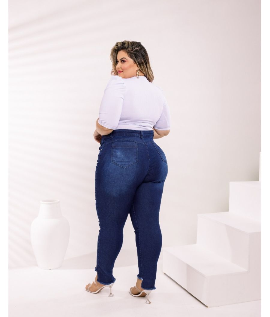 Calça Jeans Feminina Skinny Cintura Alta Com Lycra