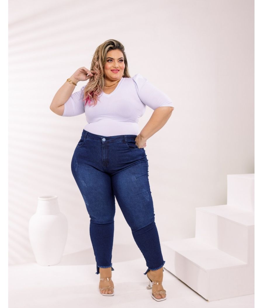 Calça Jeans Feminina Skinny Cintura Alta Com Lycra