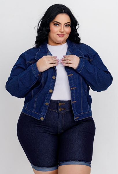 Jaqueta Jeans Plus Size Feminina Com Elastano Dark em PELOTAS RS