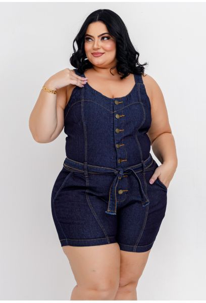 Macacão Jeans Feminina Plus Size Com Lycra Cintura Alta com botoes na frente em PASSO FUNDO RS