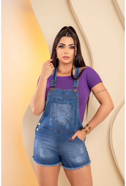 Jardineira Jeans Cintura Alta Com Lycra Clean Modela o corpo em PELOTAS RS