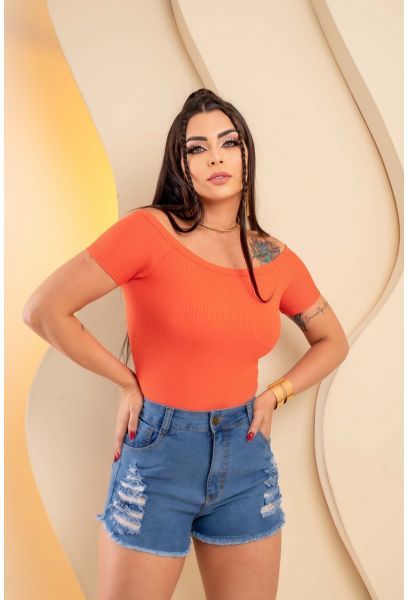 Short Jeans Feminino escuro Cintura Alta Com Lycra Empina Bumbum Desdroyed em PELOTAS RS