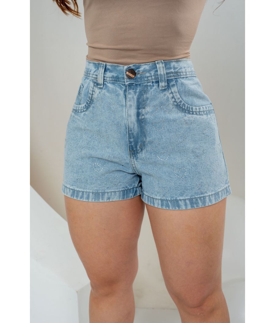 Short Jeans Feminino Cintura Alta Sem Lycra Claro