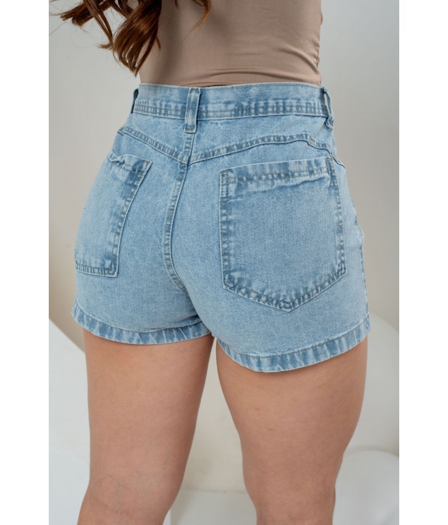 Short Jeans Feminino Cintura Alta Sem Lycra Claro