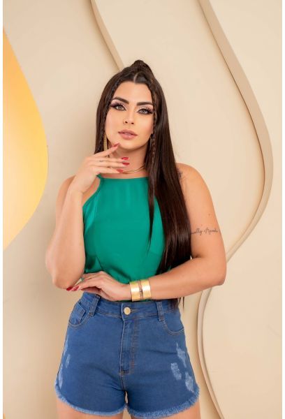 Short Jeans Feminino escuro Cintura Alta Com Lycra Empina Bumbum em PELOTAS RS