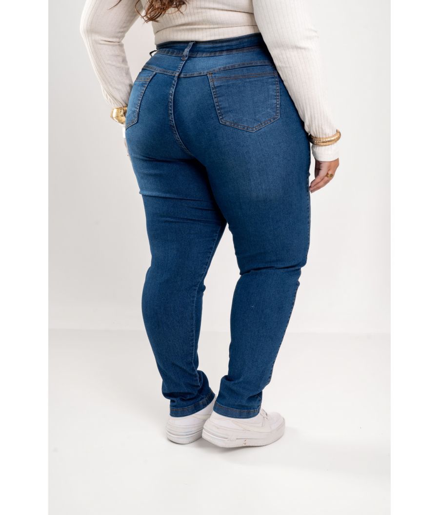 Cal&ccedil;a Jeans Feminina Plus Size Skinny Cintura Alta 