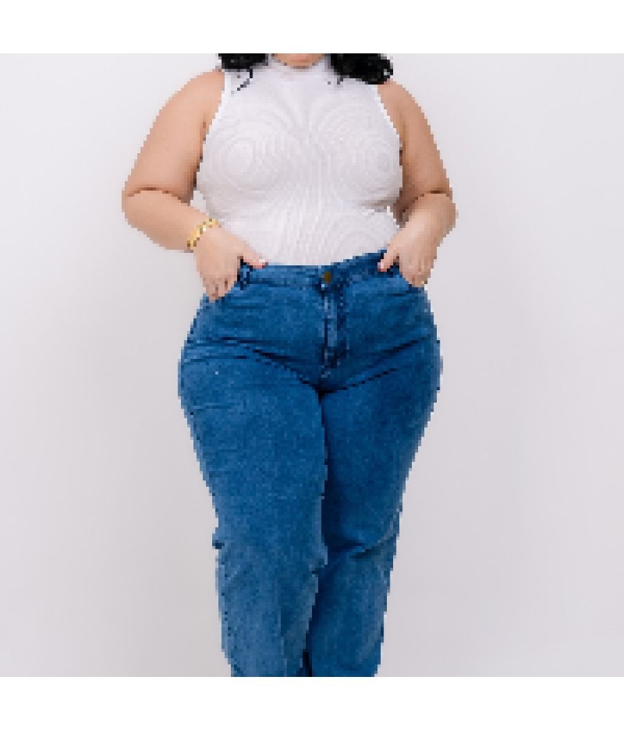 Calça Jeans Feminina Plus Size Wide Leg Feminina