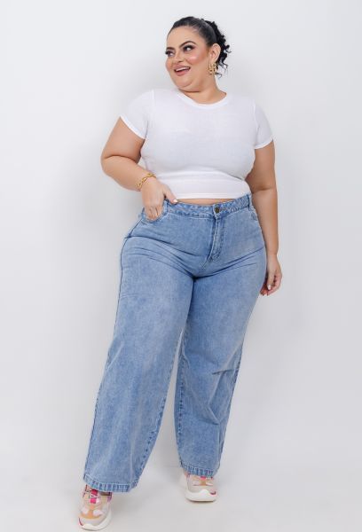 Calça Jeans Sem Lycra Wide Leg Feminina Plus Size  em NOVO HAMBURGO RS