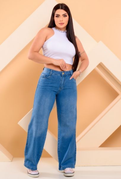 Calça Jeans Wide Leg Feminina Sem Lycra em PASSO FUNDO RS