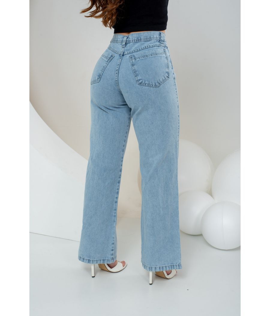 Cal&ccedil;a Jeans Wide Leg Feminina Sem Lycra Clara