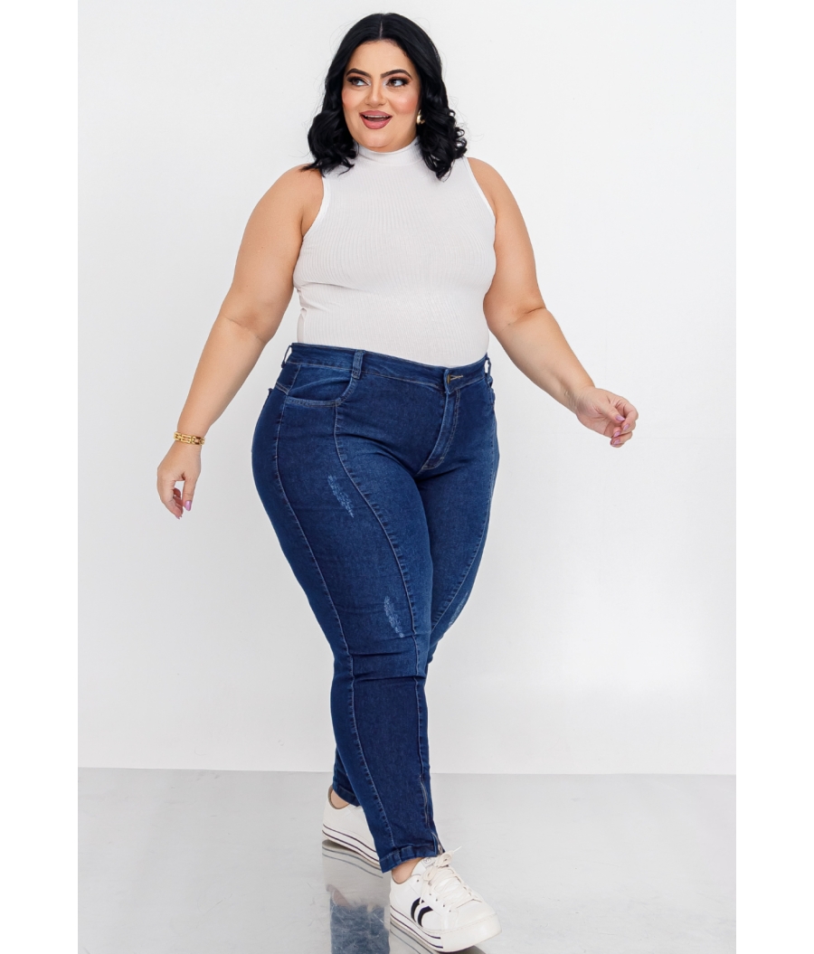 Calça Mom Jeans com Elastano Curve & Plus Size Azul