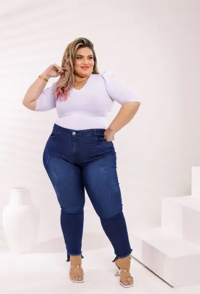 Calça Jeans Feminina Skinny Cintura Alta Com Lycra