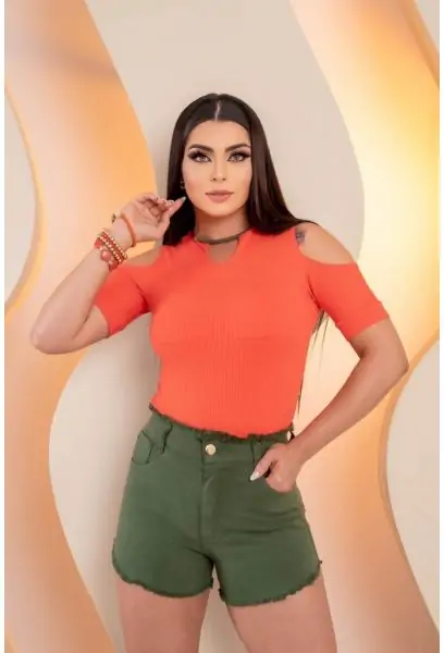 Short Jeans Feminino colorido Cintura Alta Com Lycra Elástico Lateral